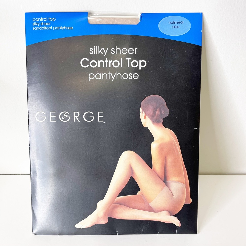 Vintage George Silky Sheer Control Top Pantyhose Oatmeal Plus‎ Made In Italy